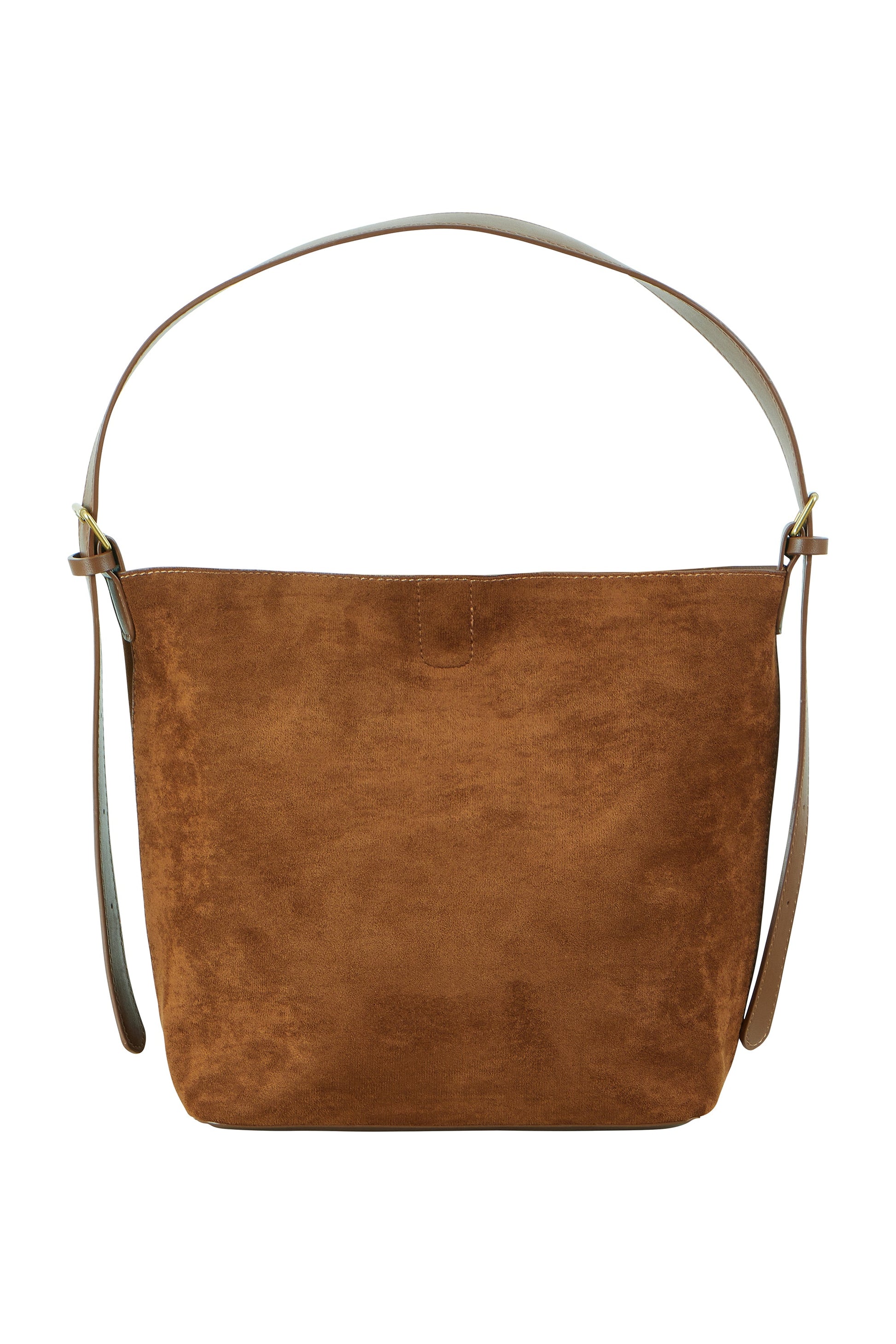 Tan Faux Suede Bag with Inside Pouch