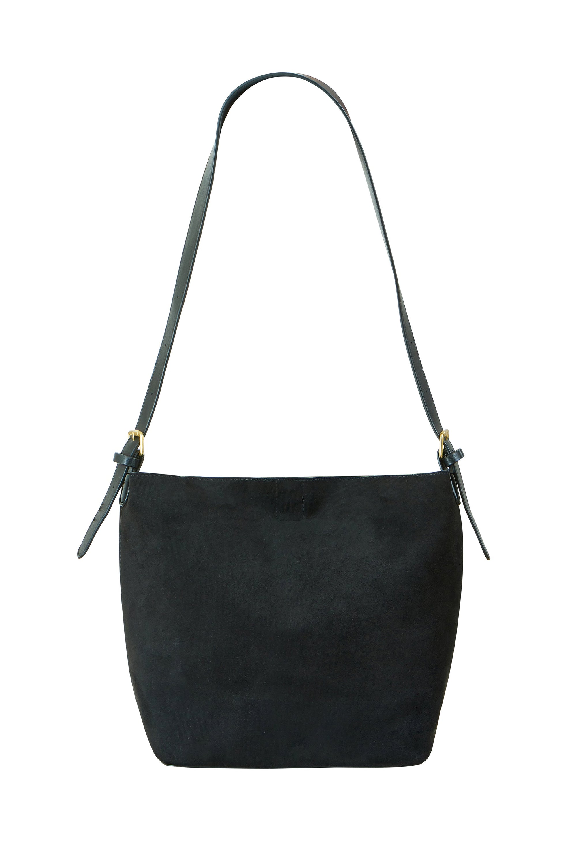Black Faux Suede Bag with Inside Pouch