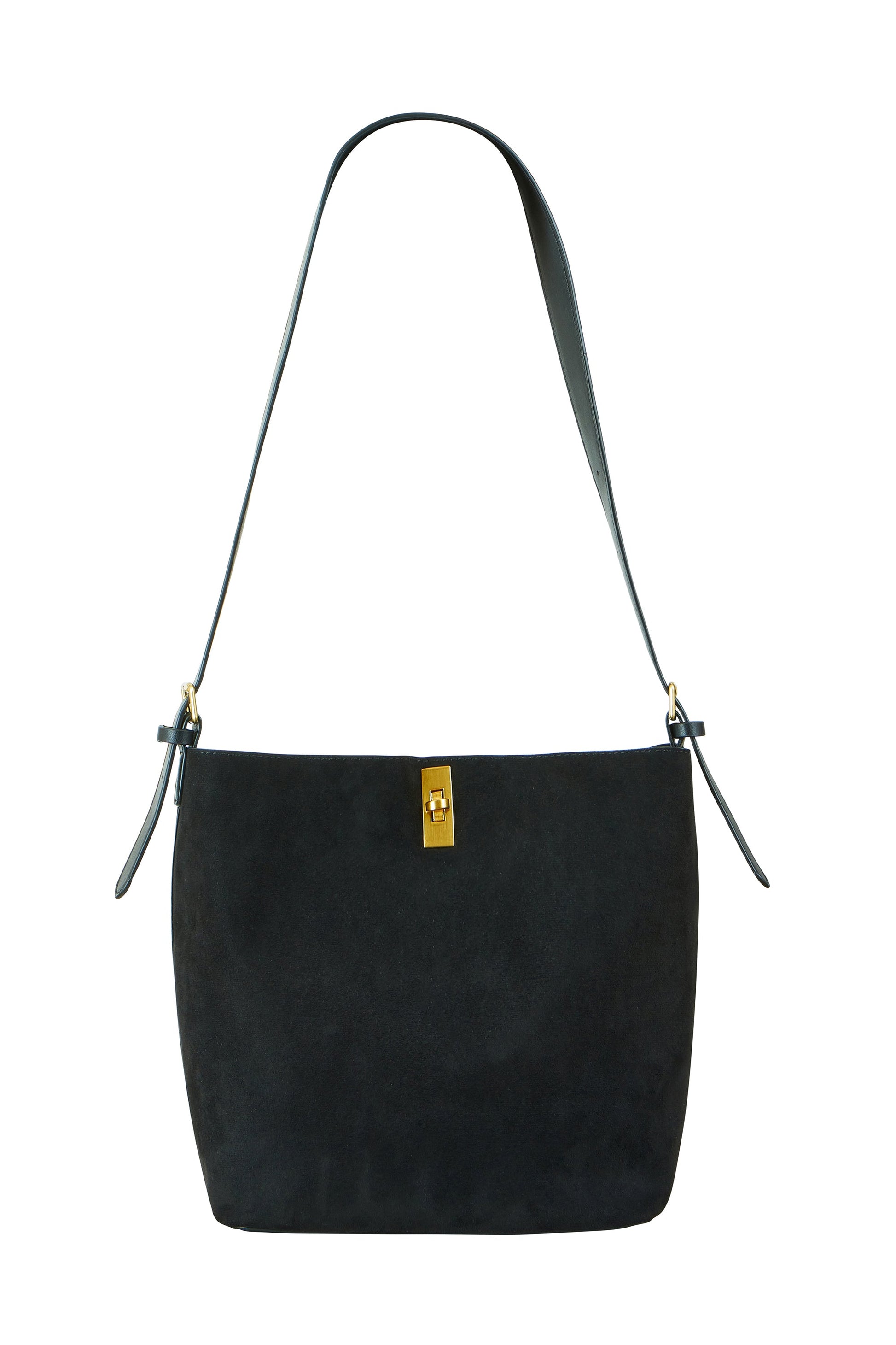 Black Faux Suede Bag with Inside Pouch