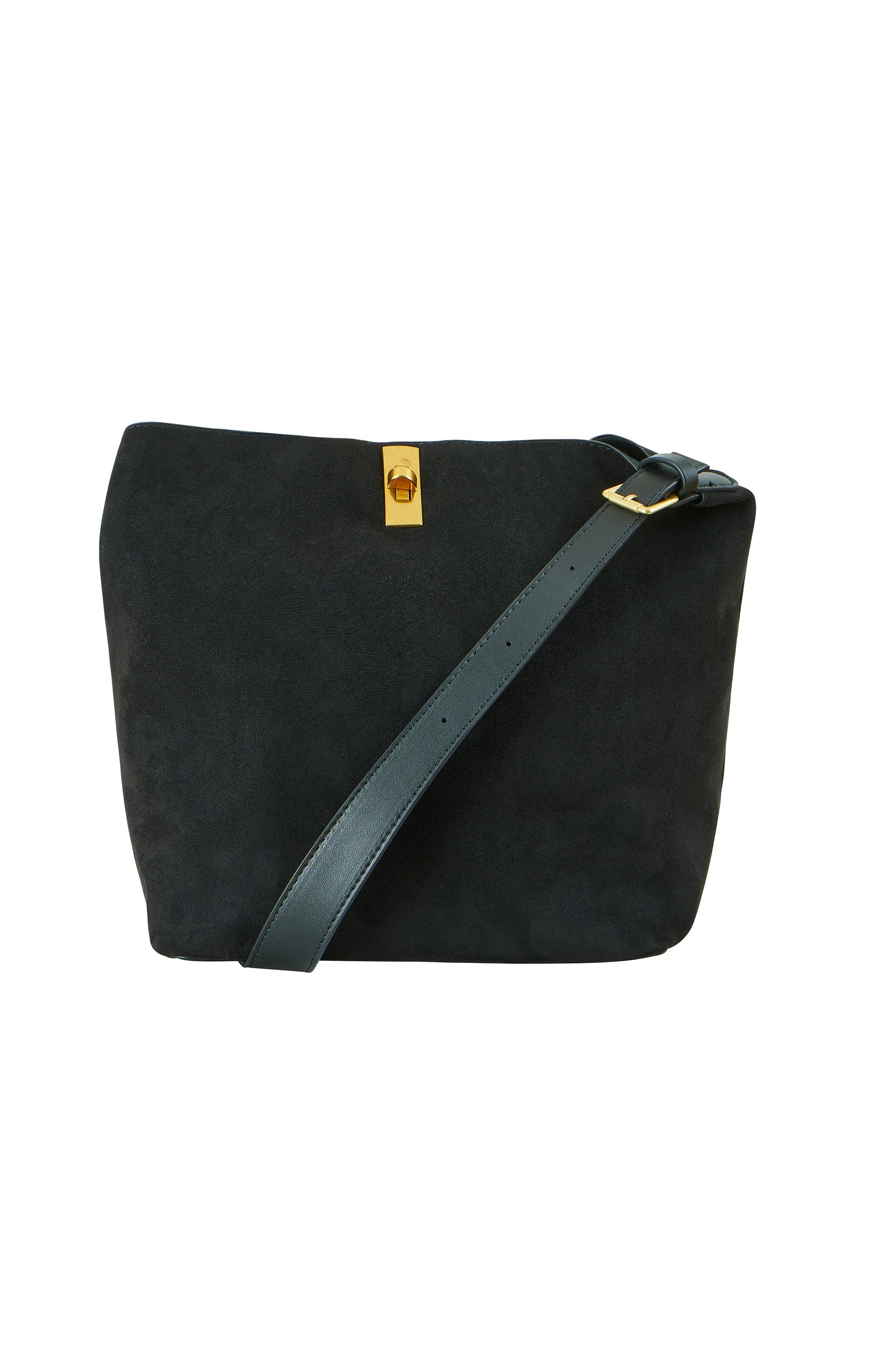 Black Faux Suede Bag with Inside Pouch