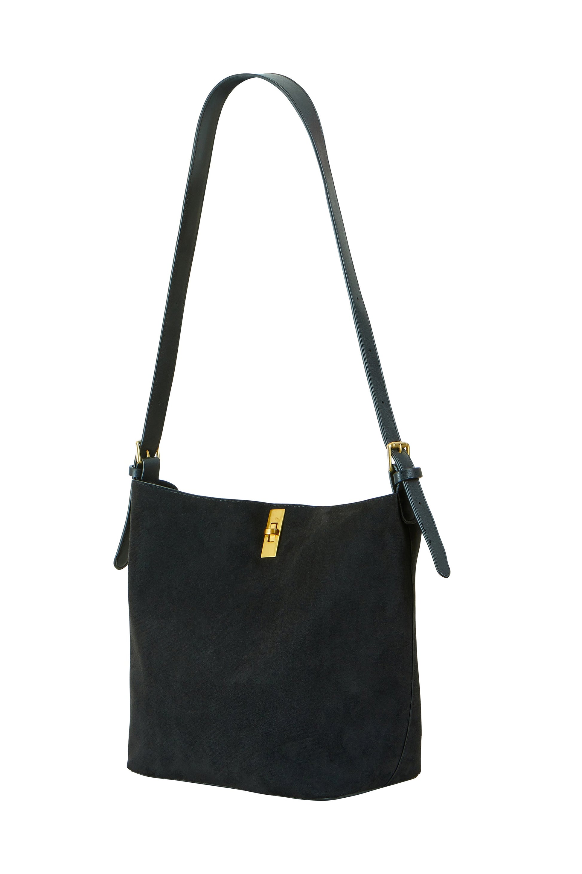 Black Faux Suede Bag with Inside Pouch