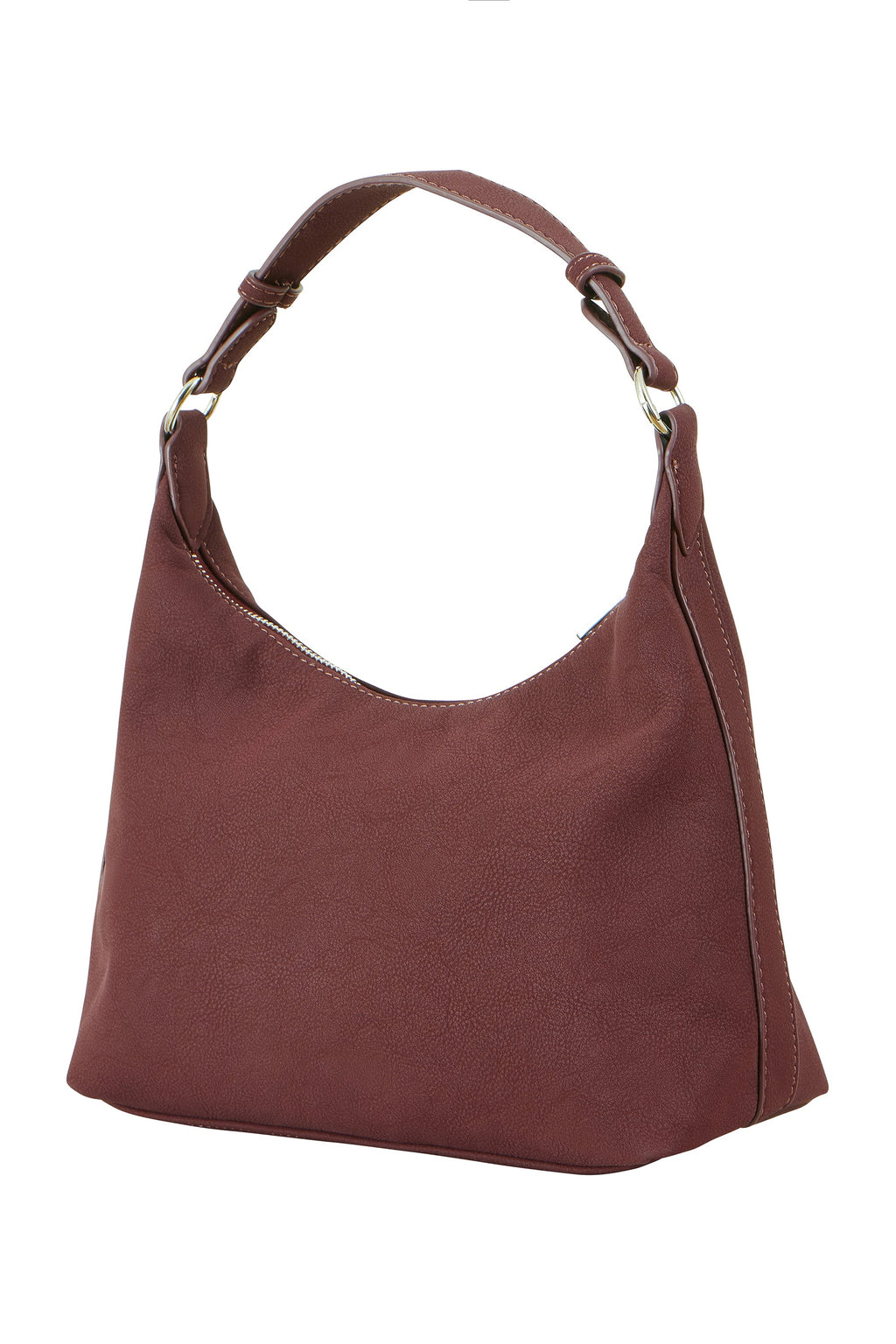 Burgundy Shoulder Bag With Buckle Strap