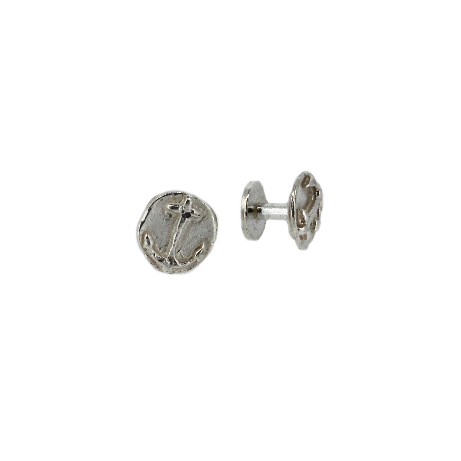 Sterling Silver Anchor Disk Cufflinks