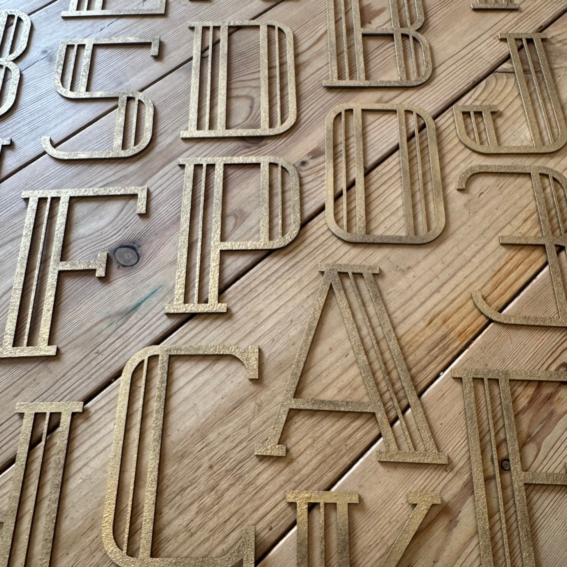 Gold Distressed Art Deco Metal Letters and Numbers 5 inch or 12 inch