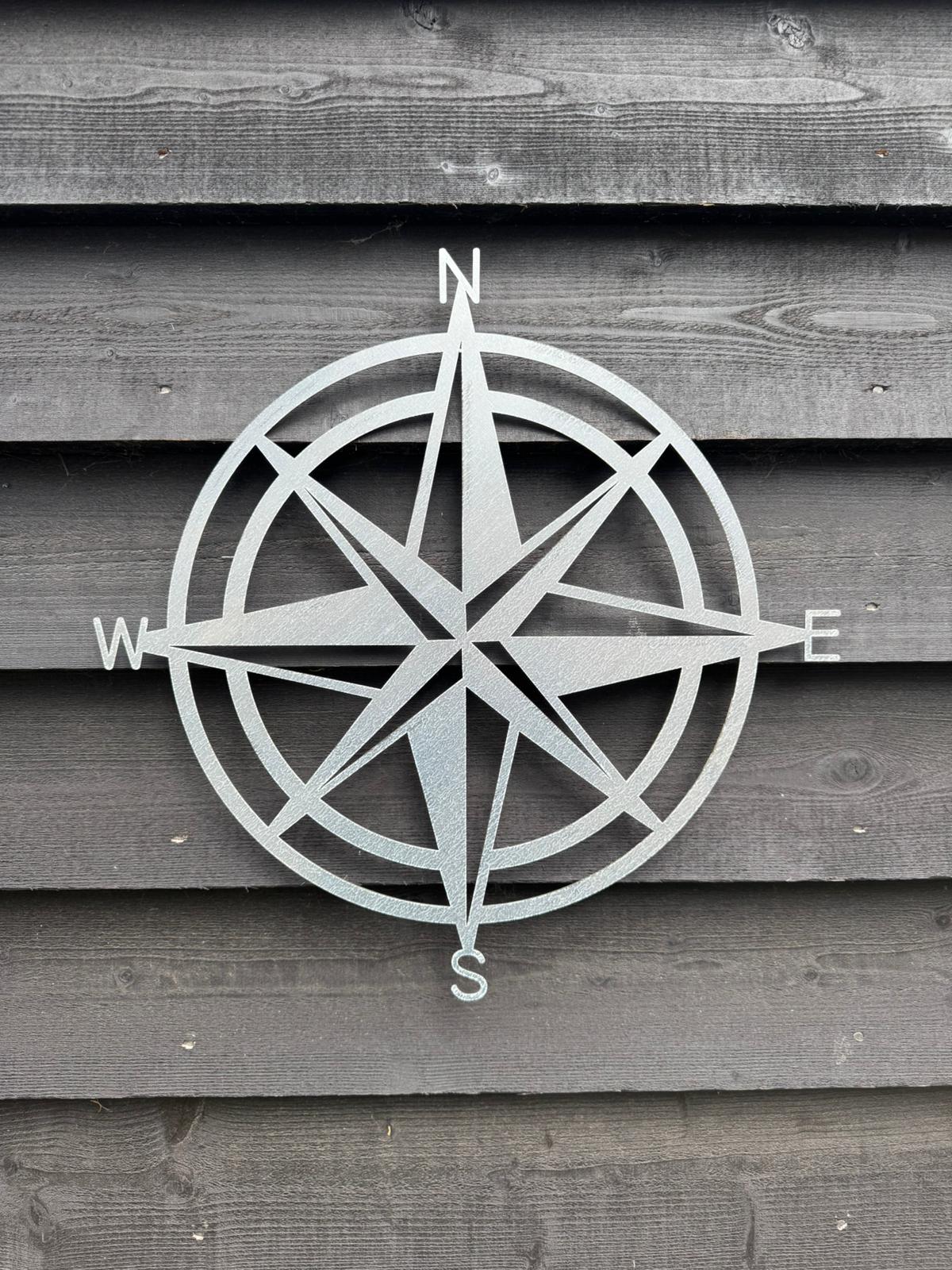 Galvanized Steel Compass Wall Decoration 50cm
