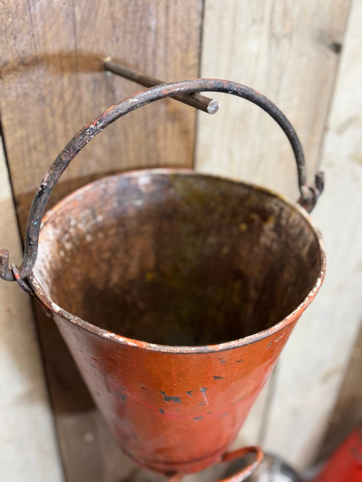 Vintage Galvanised Hanging Fire Bucket Plant Pot