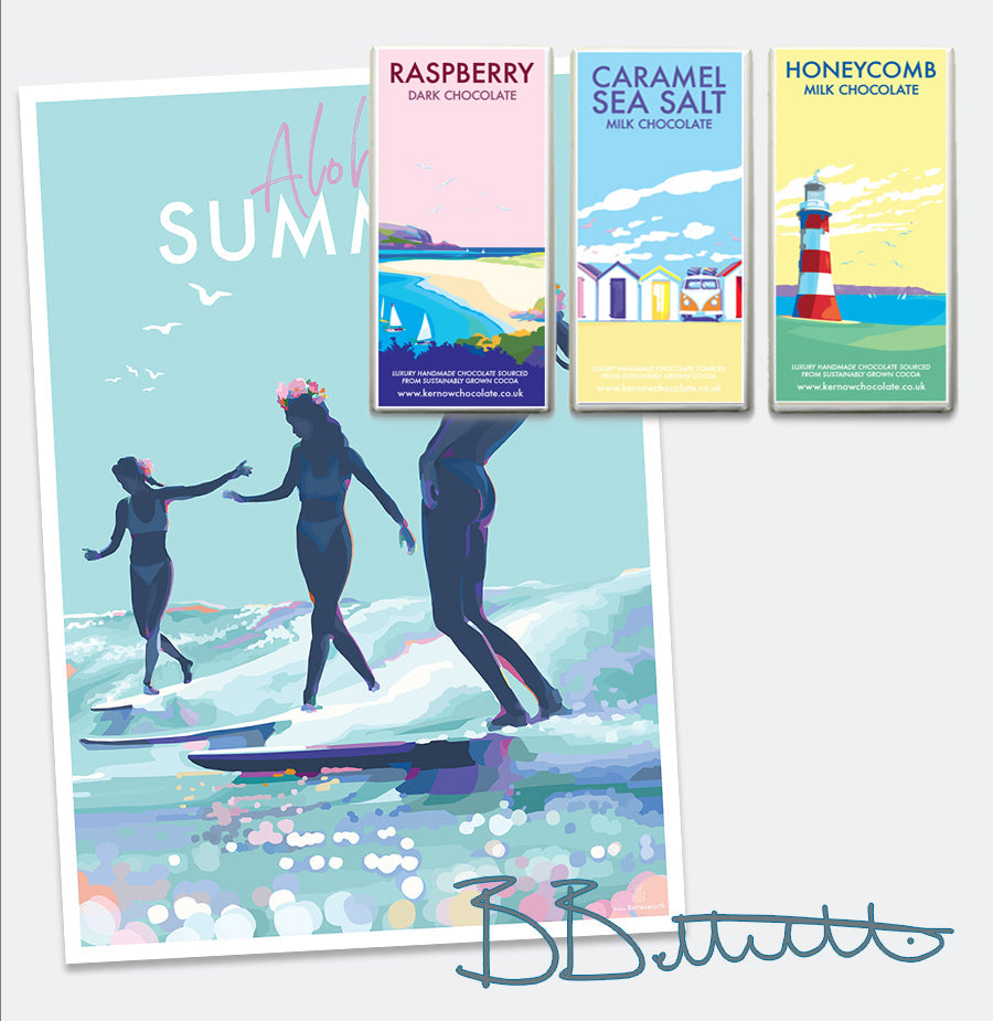 Aloha Summer Vintage Surfing Poster