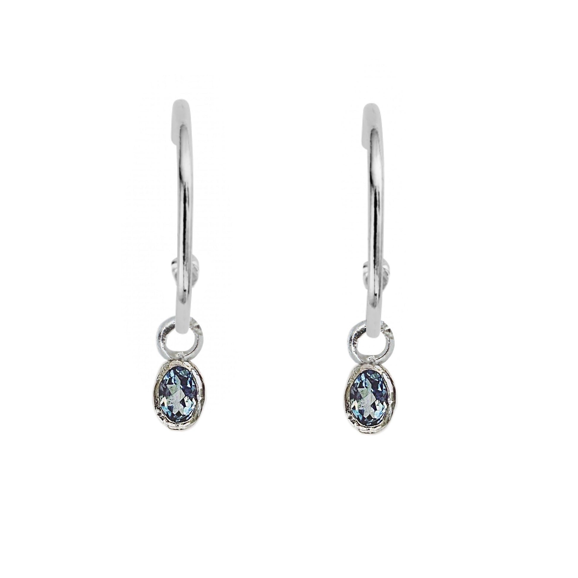 Aquamarine Sterling Silver Hoop Earrings