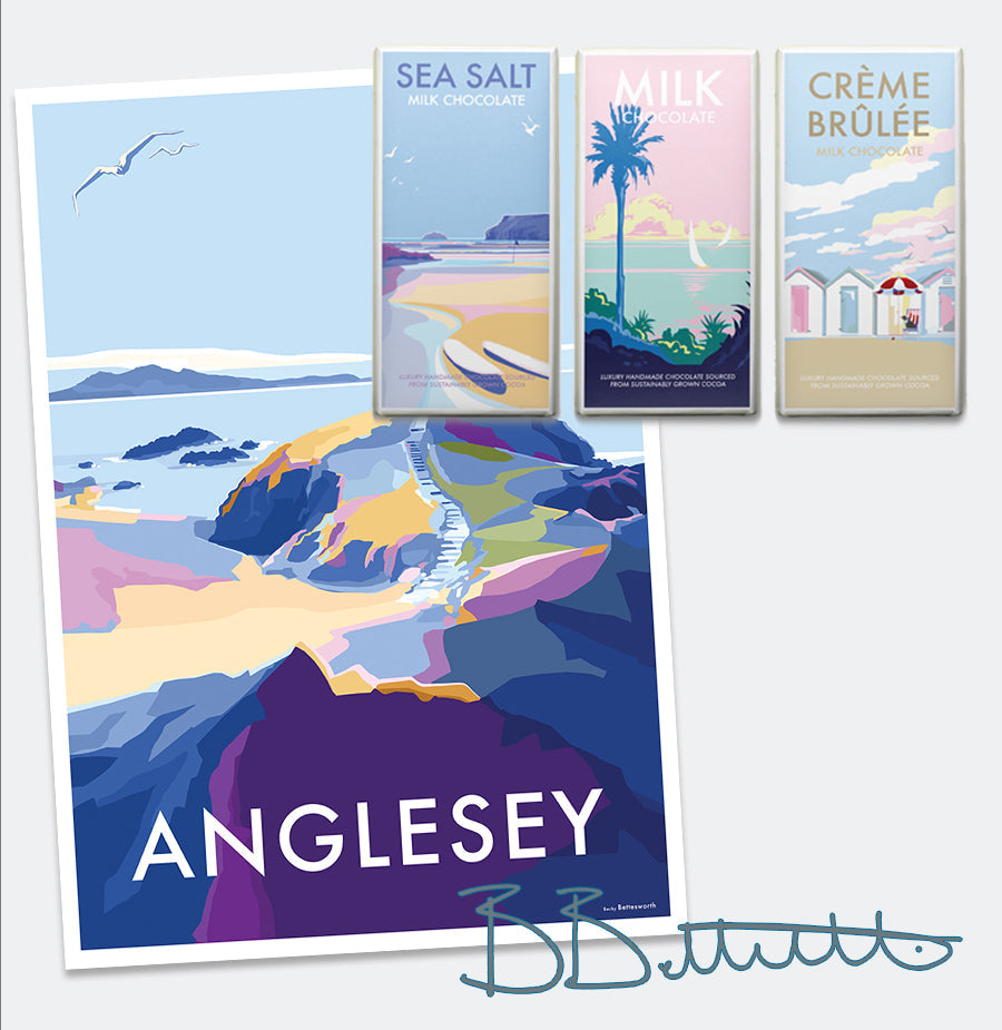 Anglesey Vintage Seaside Travel Poster
