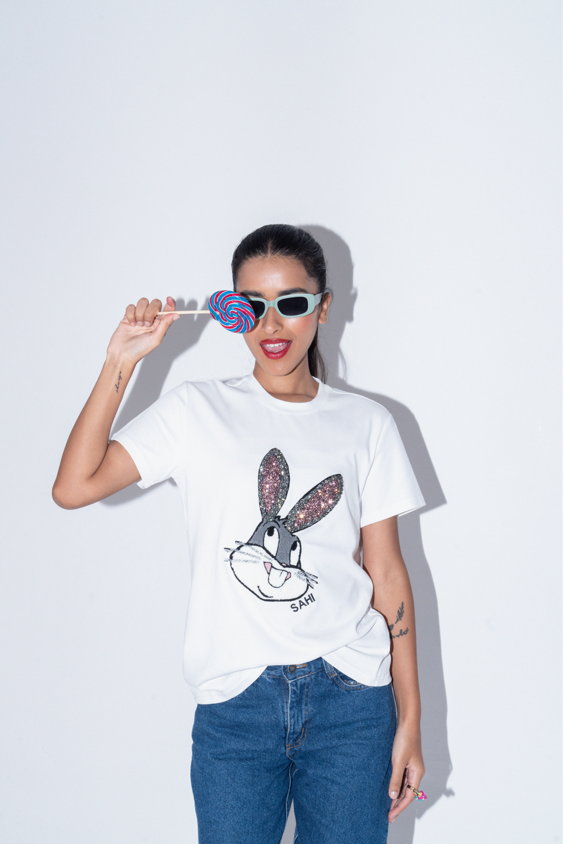 The Rabbit Graphic Embroidered Cotton T-Shirt