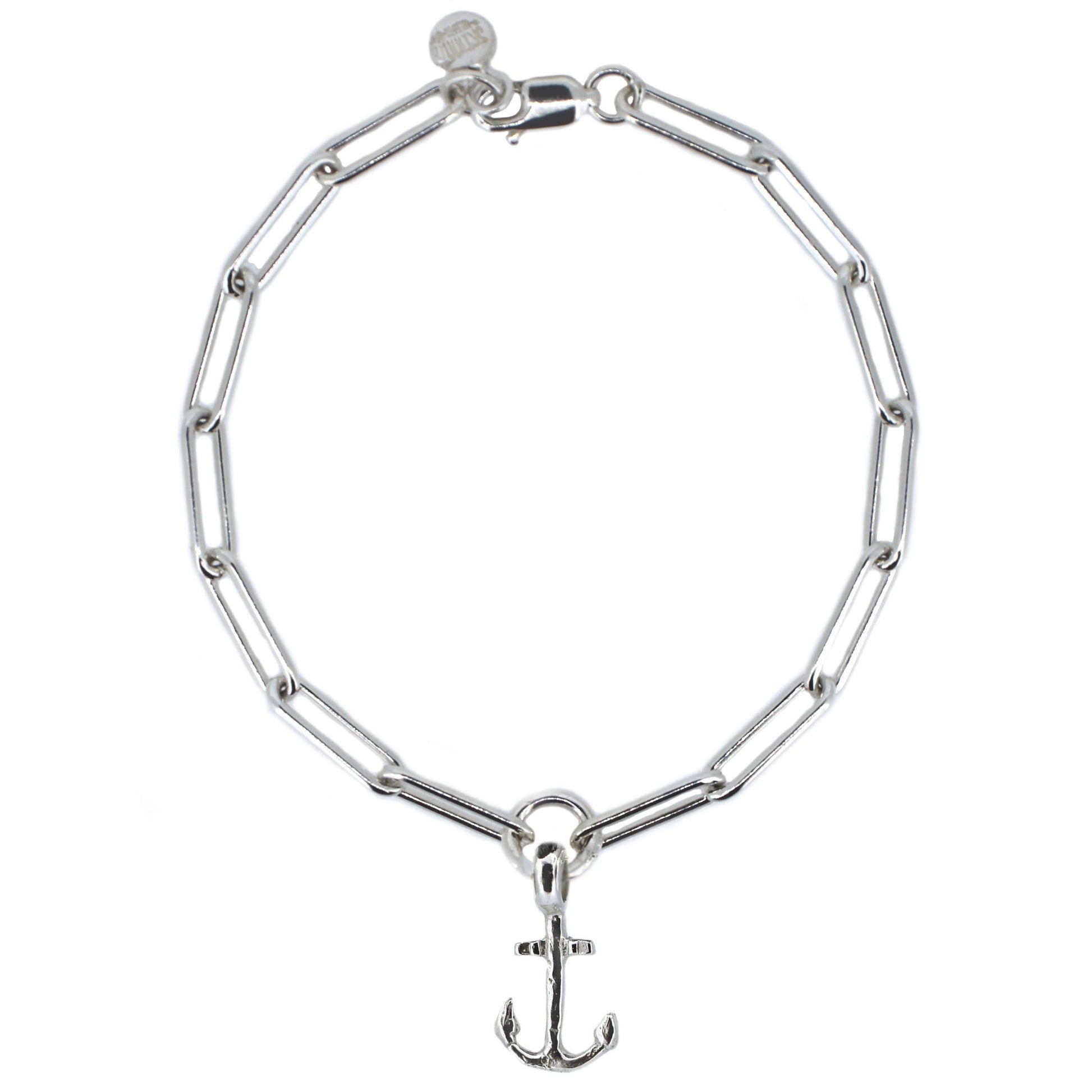 Sterling Silver Anchor Trace Chain Bracelet