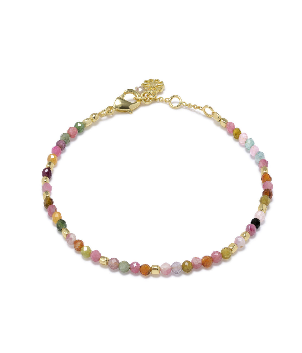 Tourmaline Gold Bead Bracelet Handcrafted