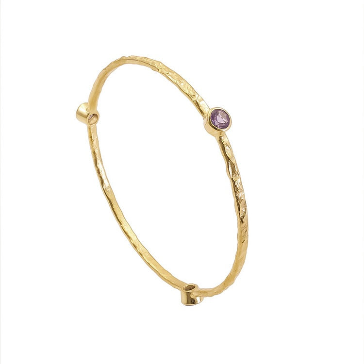 Thalia Three Stone Stacking Bangle Amethyst