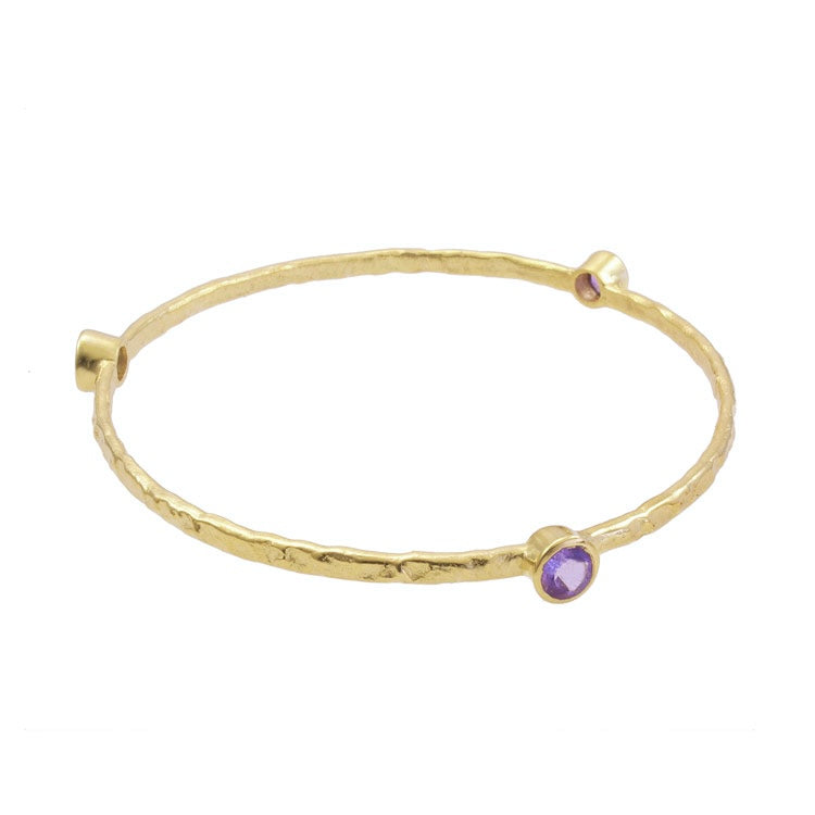 Thalia Three Stone Stacking Bangle Amethyst