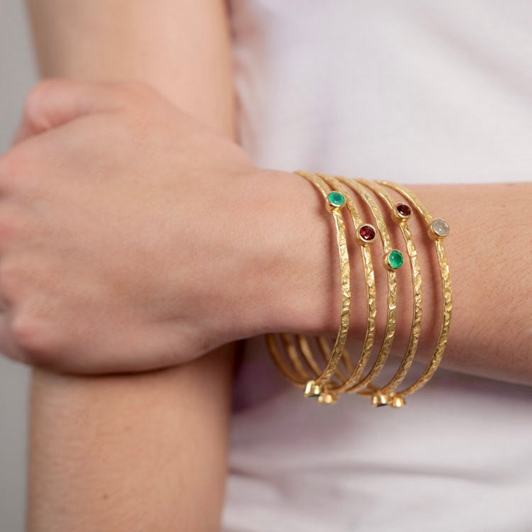 Thalia Three Stone Stacking Bangle Amethyst