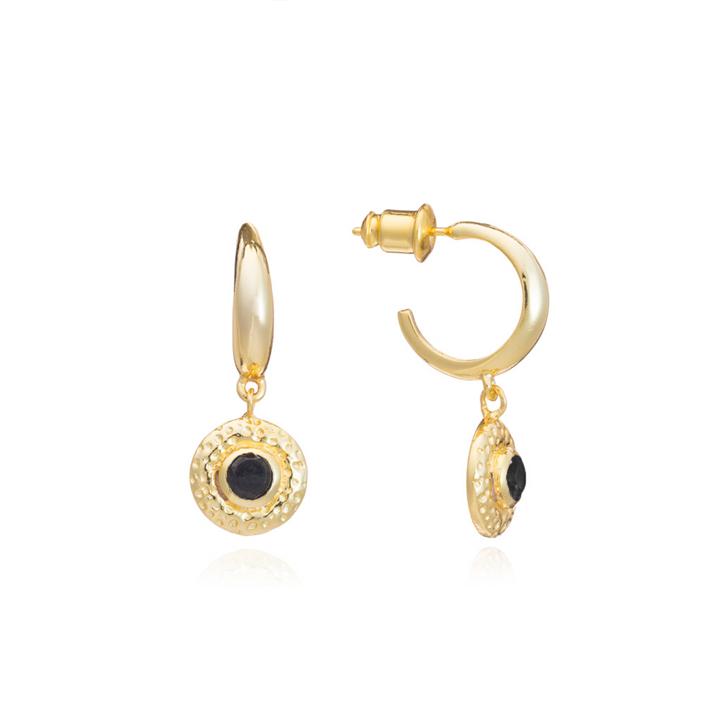 Luna Gemstone Hoops Black Onyx
