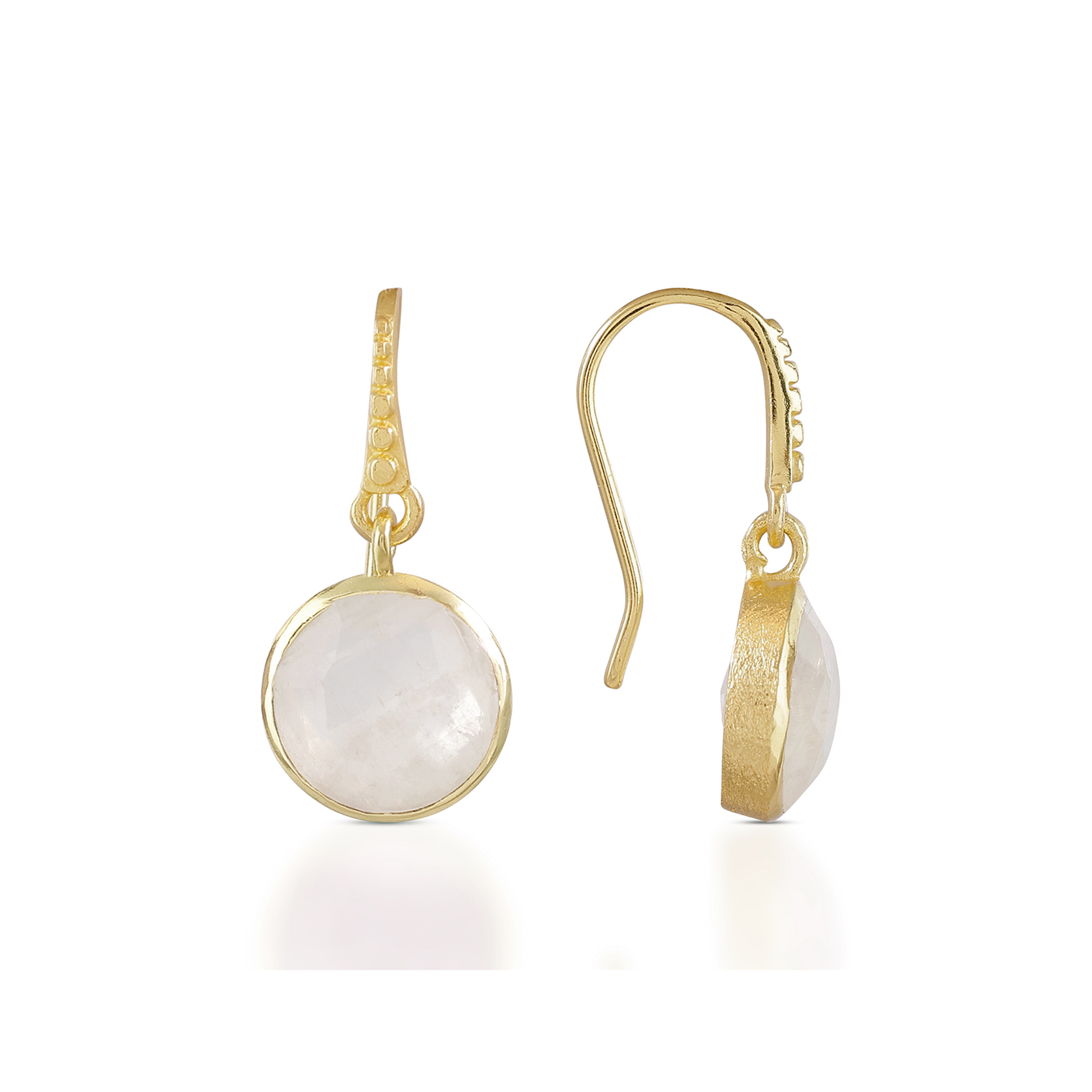 Charis Round Moonstone Drop Earrings