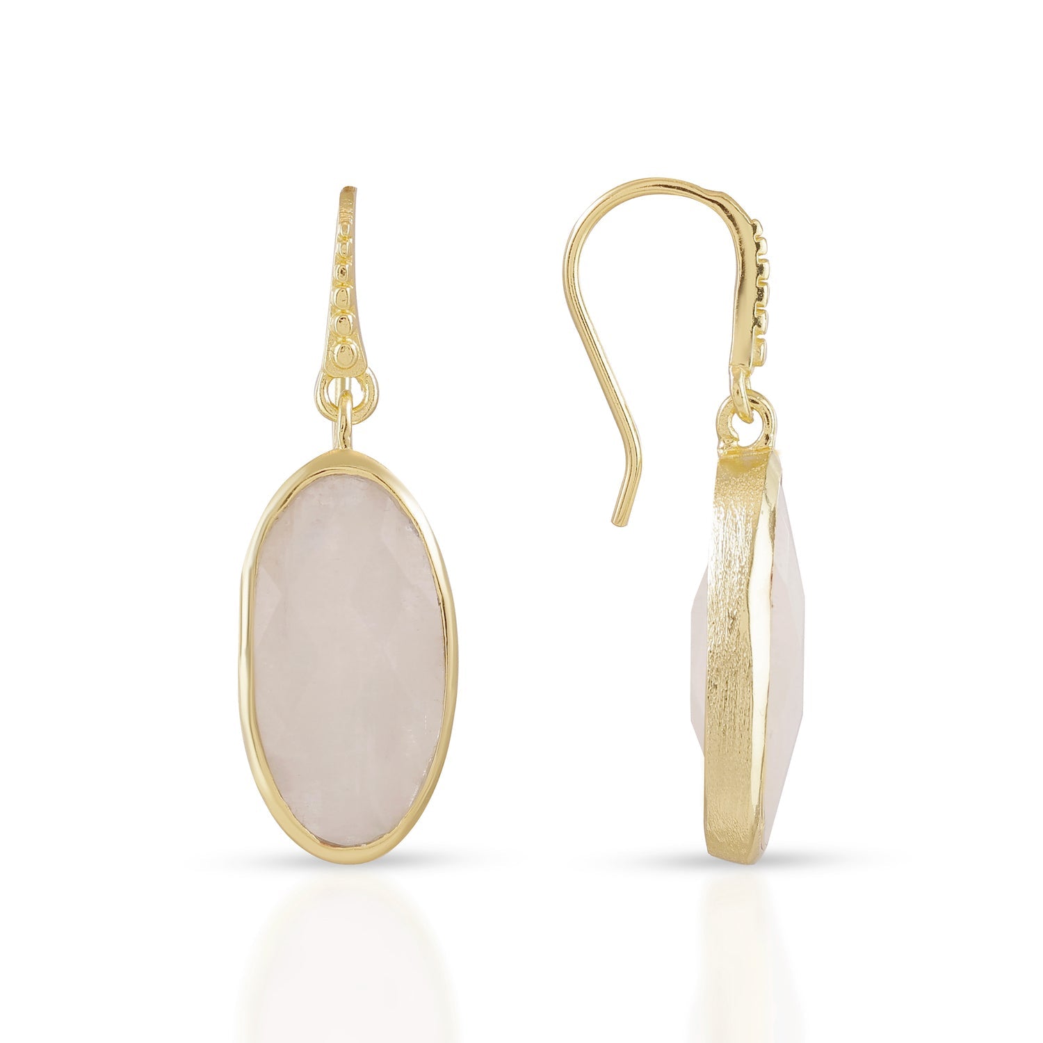 Charis Oval Rainbow Moonstone Drop Earrings