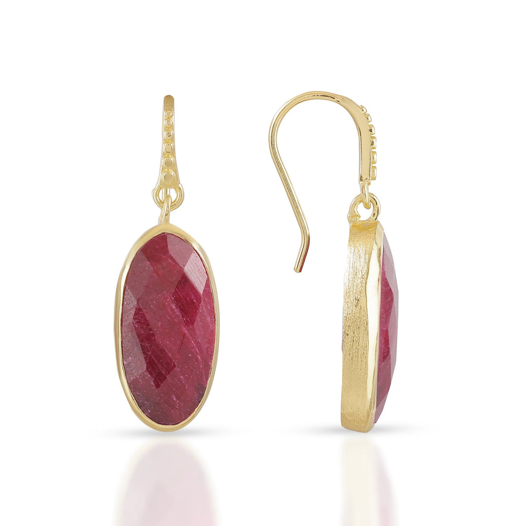 Oval Ruby Drop Earrings in 22 Karat Gold