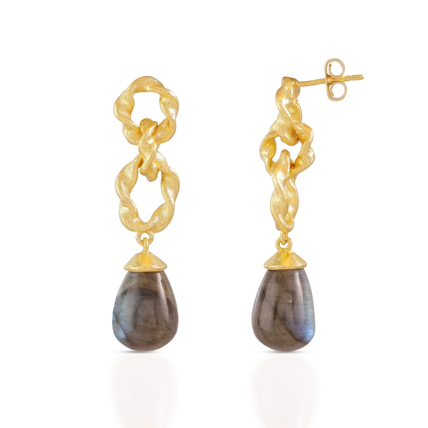 Double Twisted Loops Earrings in Labradorite