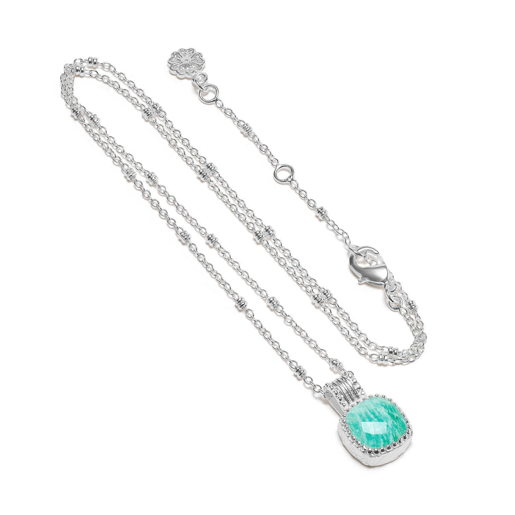 Square Amazonite Pendant in Sterling Silver