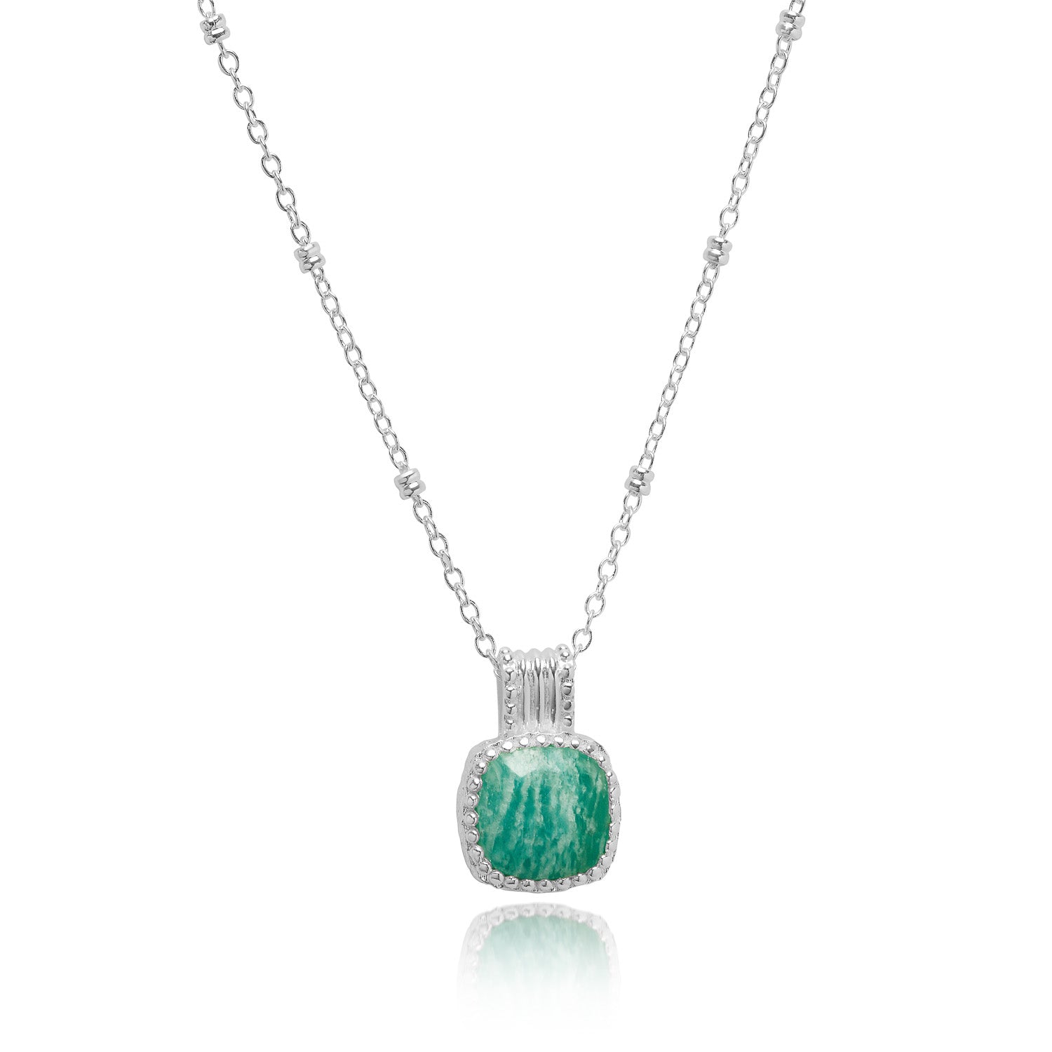 Square Amazonite Pendant in Sterling Silver