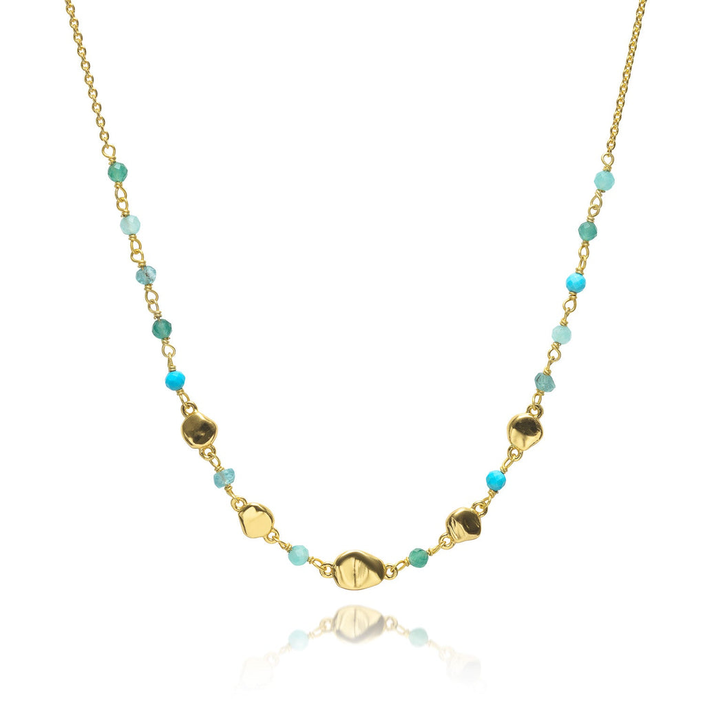Sofia Nugget Necklace with Amazonite, Apatite, Turquoise and Green White Jade