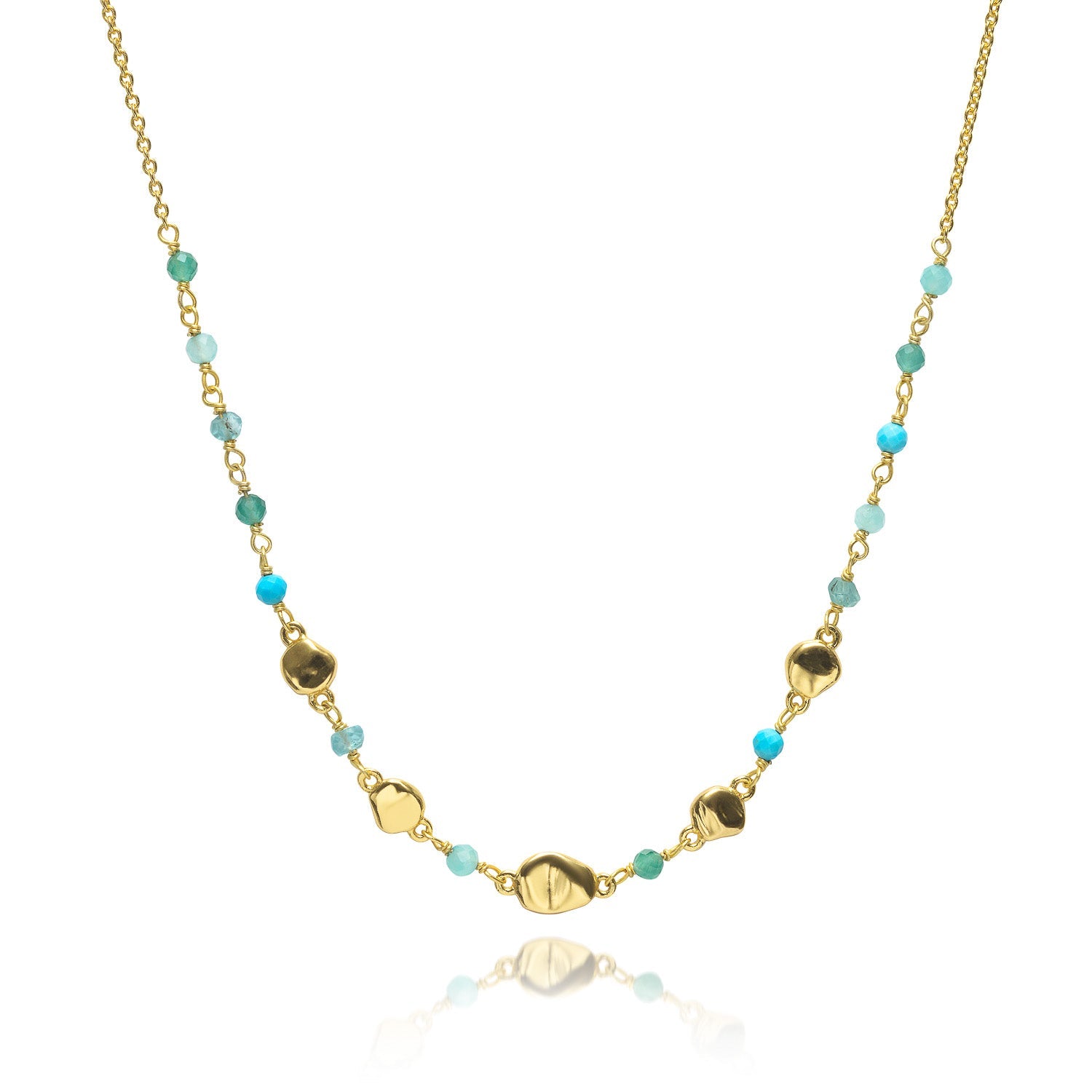 Sofia Nugget Necklace with Amazonite, Apatite, Turquoise and Green White Jade