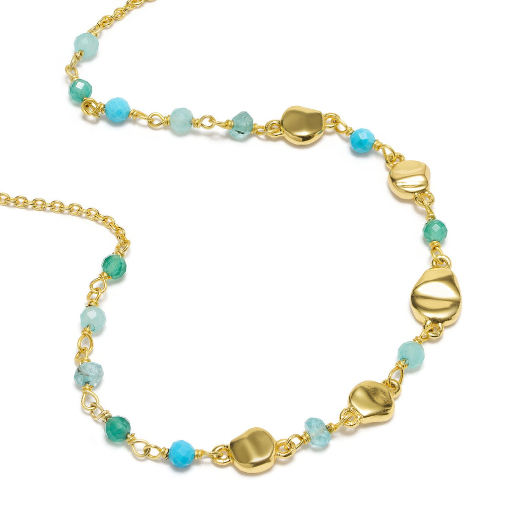 Sofia Nugget Necklace with Amazonite, Apatite, Turquoise and Green White Jade