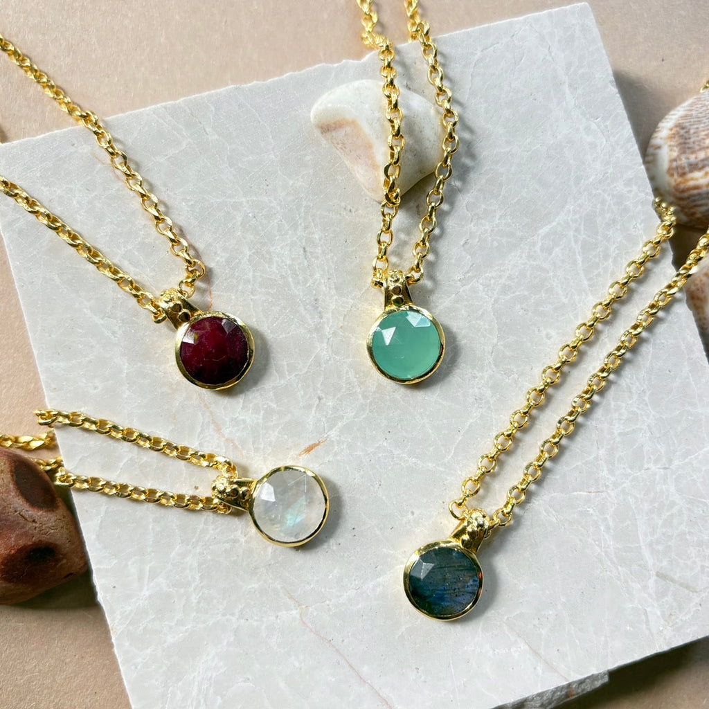 Charis Round Gemstone Necklace Ruby