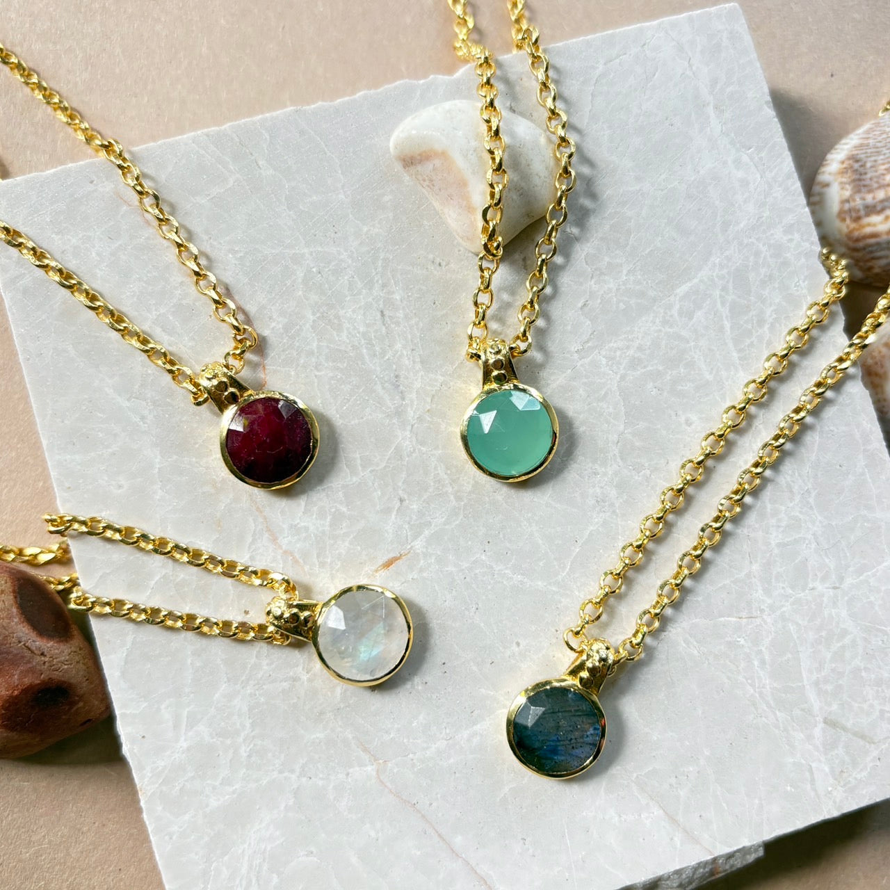 Charis Round Gemstone Necklace Ruby