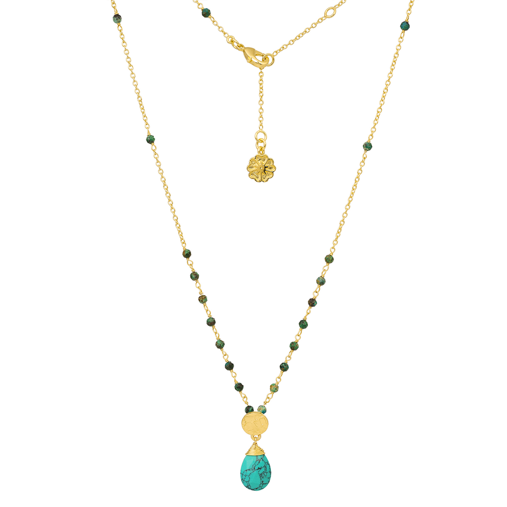 Classic Athena Gemstone Rosary Chain Necklace Turquoise