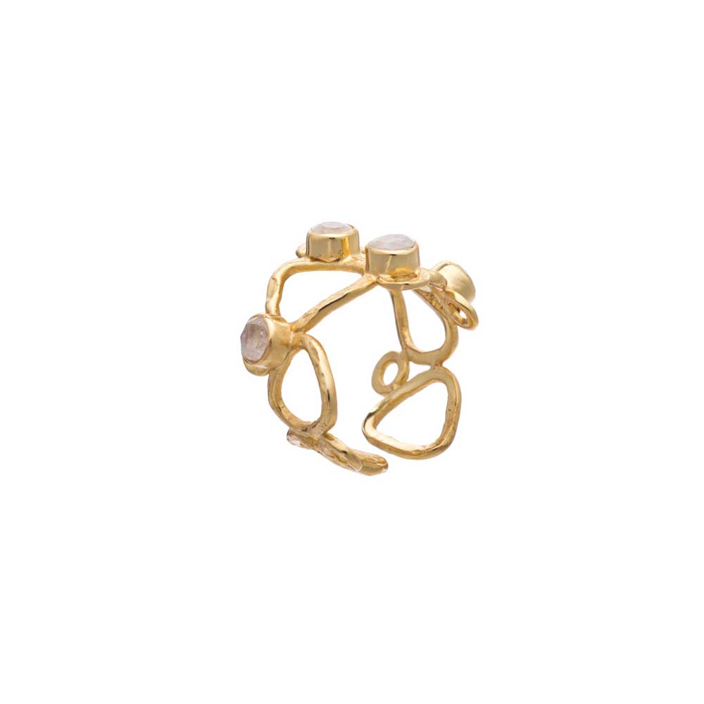 Thalia Adjustable Gemstone Ring: Moonstone