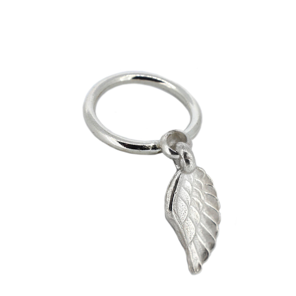 Angel Wing Dangle Ring in Sterling Silver