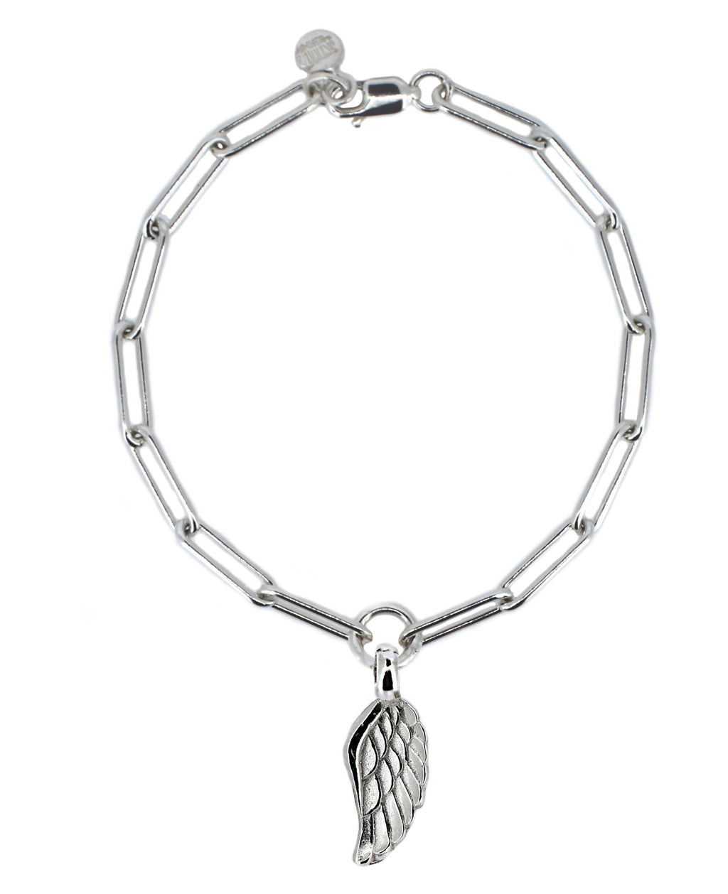Angel Wing Trace Chain Bracelet in Sterling Silver