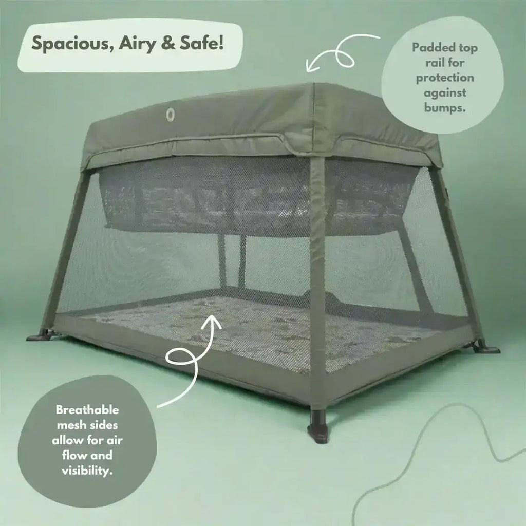 Travel Cot with Newborn Bassinet Insert in Green
