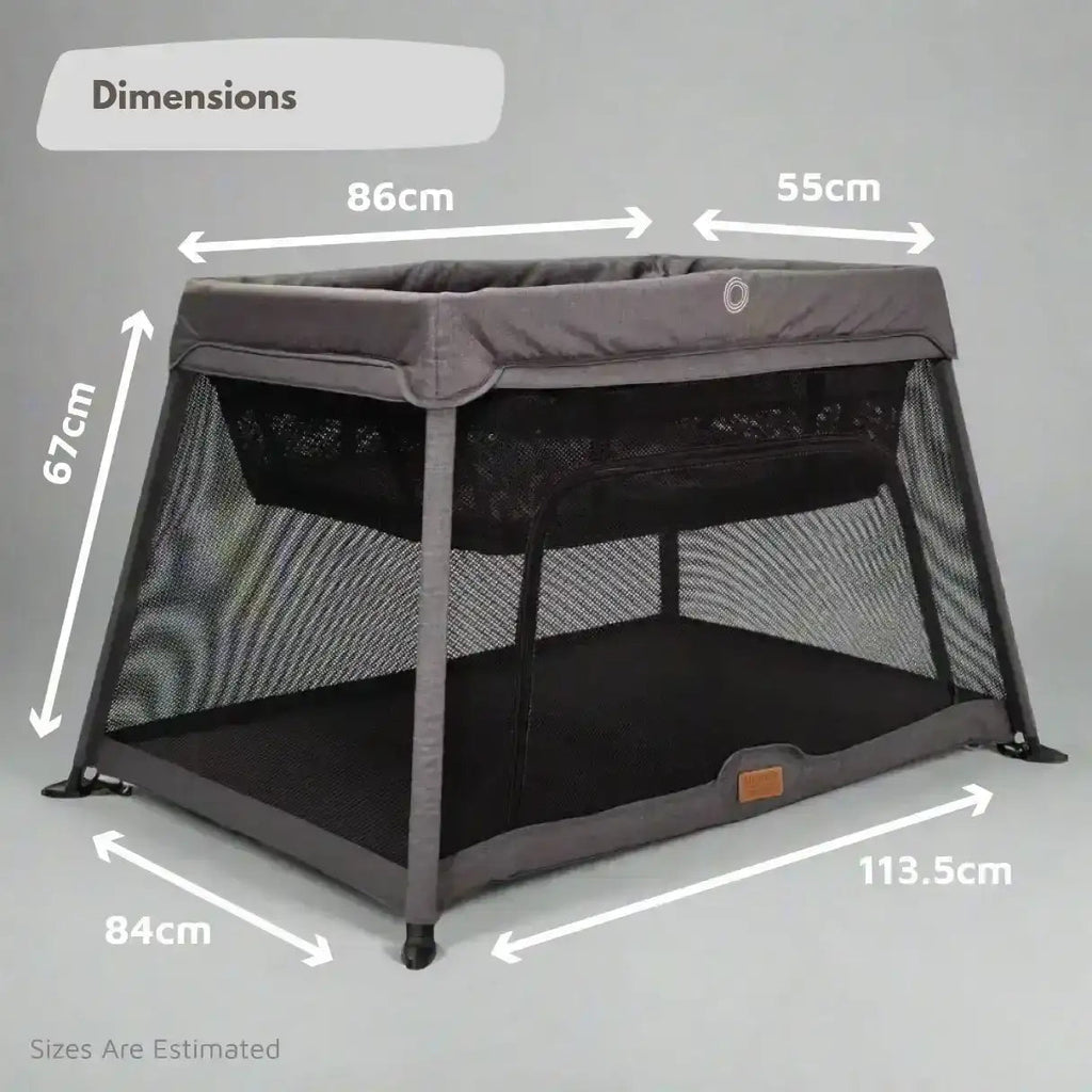 Travel Cot with Newborn Bassinet Insert in Dark Grey