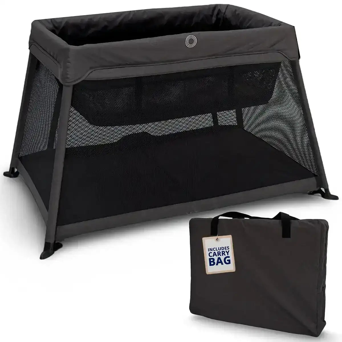 Travel Cot with Newborn Bassinet Insert in Dark Grey