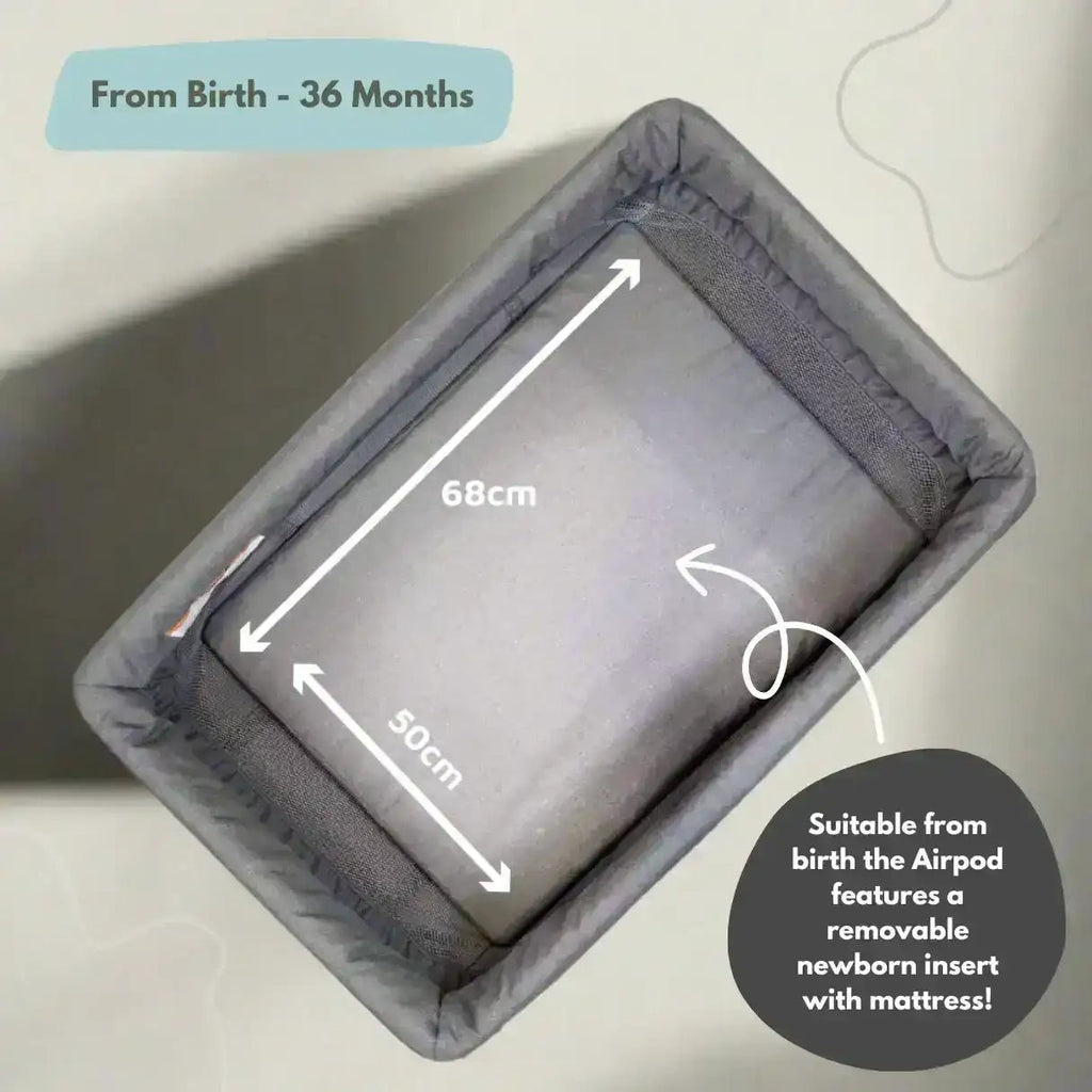 Travel Cot with Newborn Insert in Light Grey