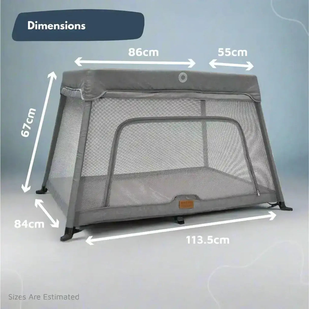 Travel Cot with Newborn Insert in Light Grey