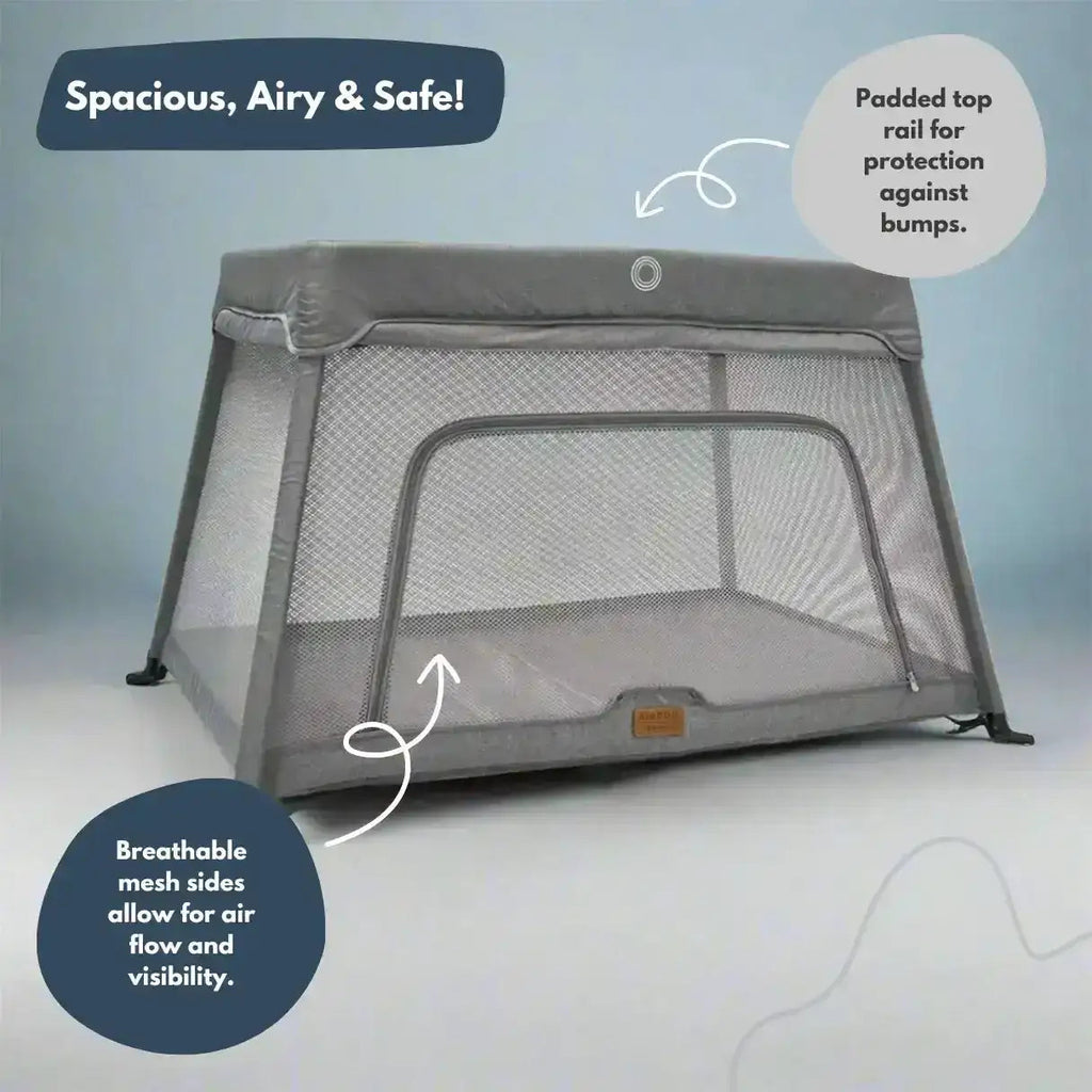 Travel Cot with Newborn Insert in Light Grey