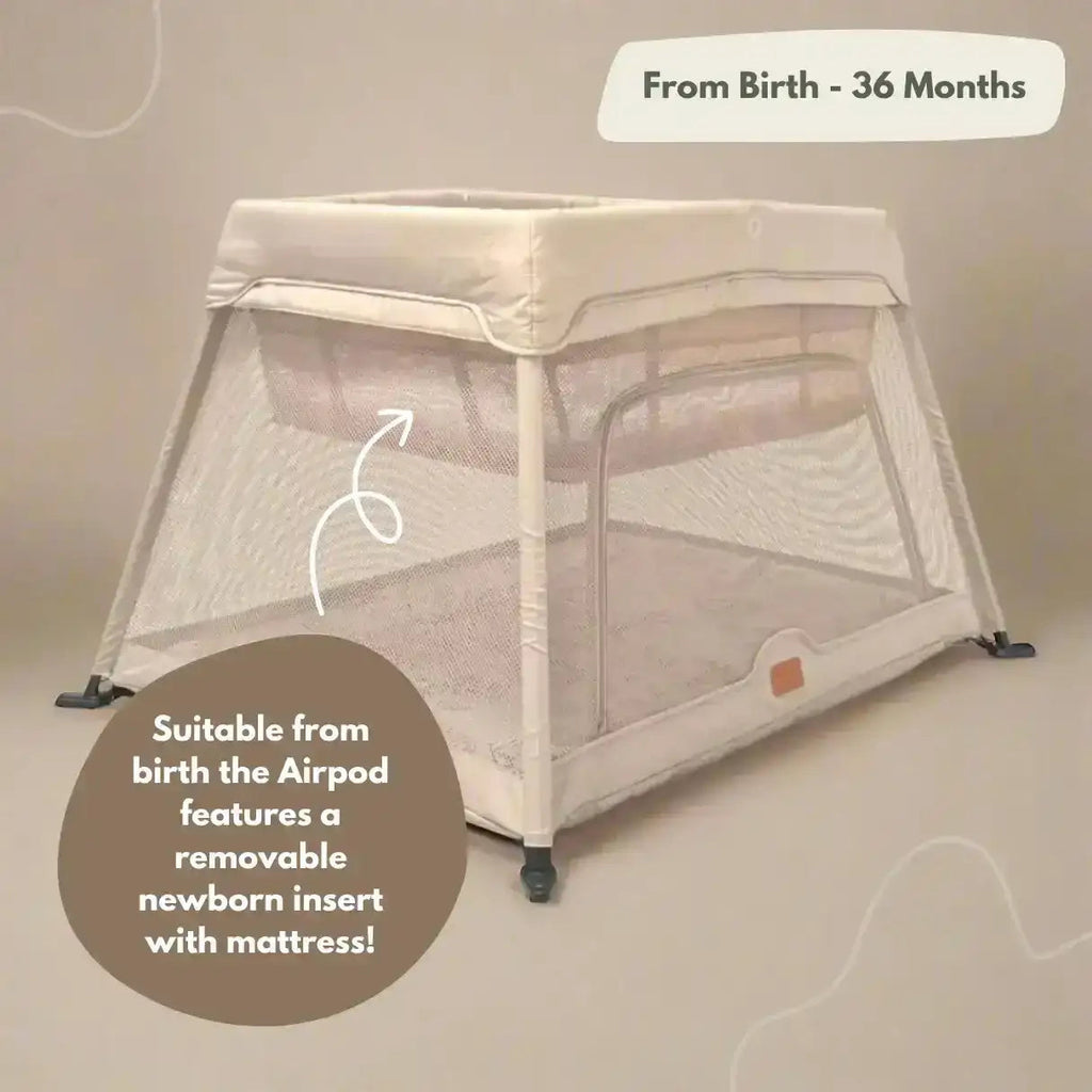 Travel Cot with Newborn Bassinet Insert in Beige