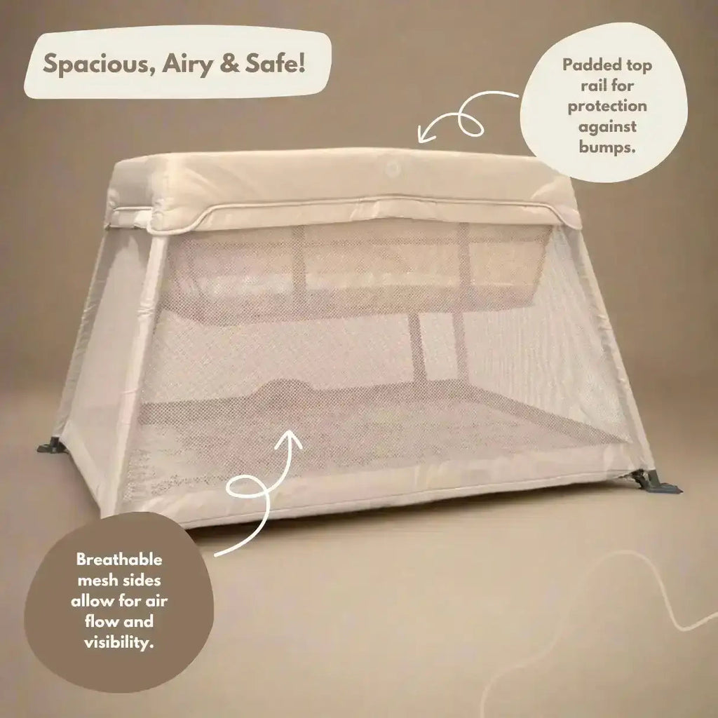Travel Cot with Newborn Bassinet Insert in Beige