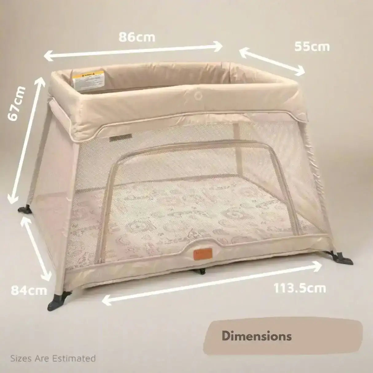 Travel Cot with Newborn Bassinet Insert in Beige