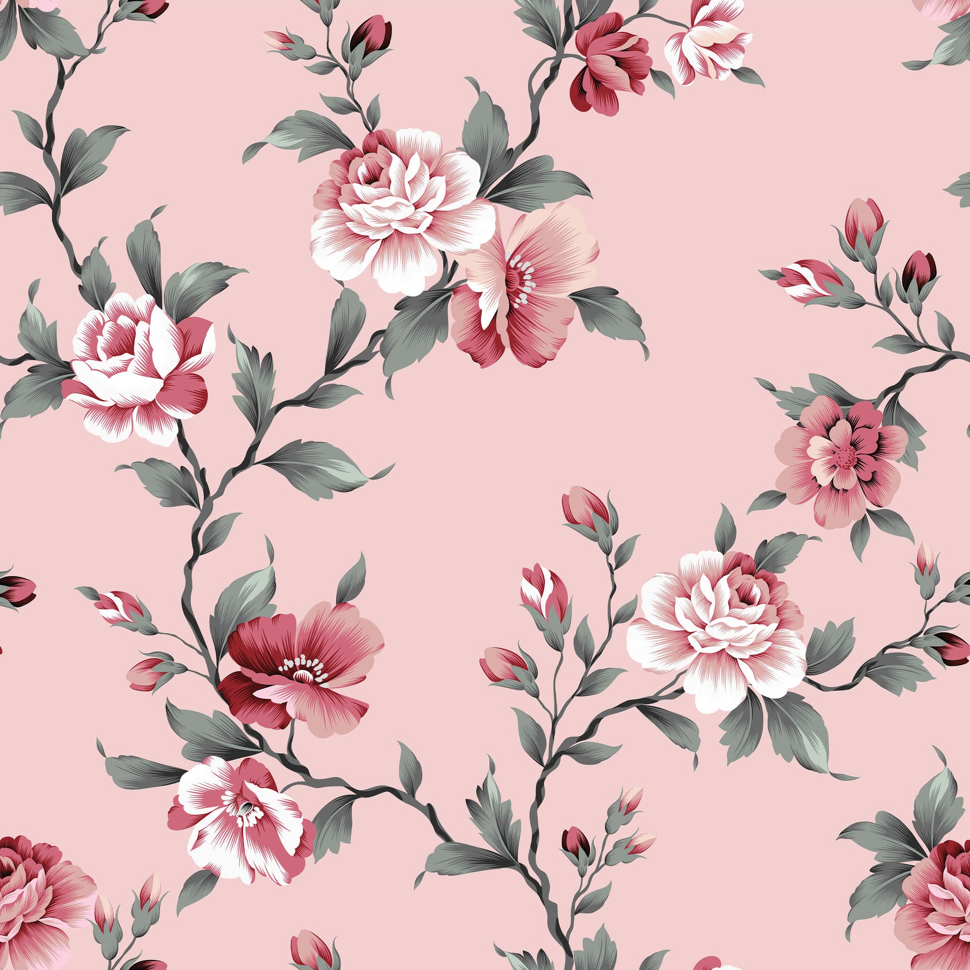 Alison Pink Peony Floral Wallpaper