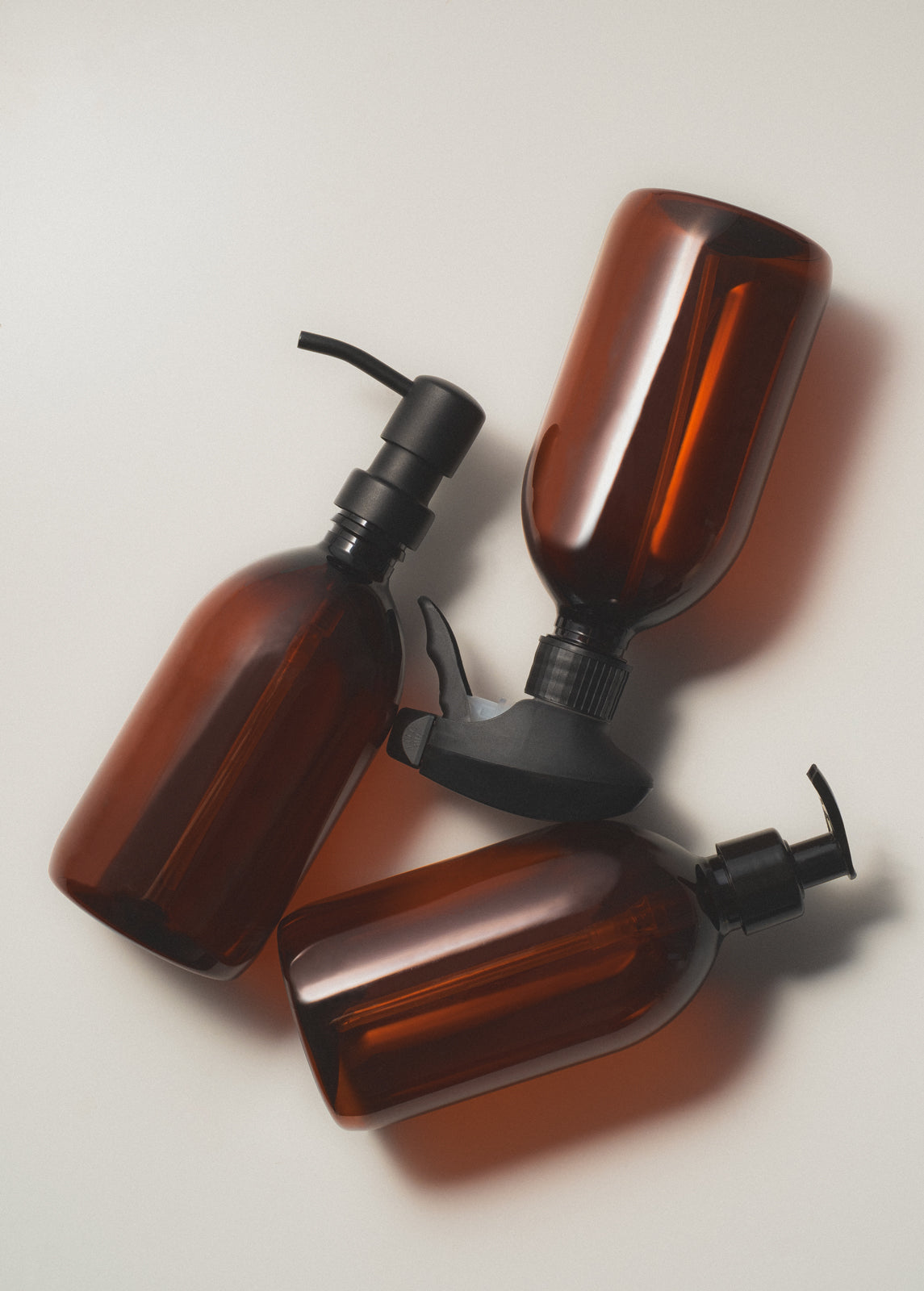 Refillable Amber Plastic Soap Dispenser with Stainless Steel Pump