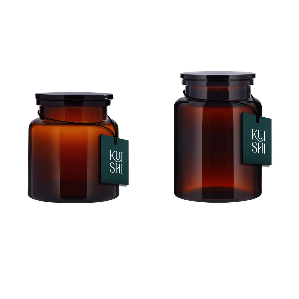 Amber Glass Storage Jar Set