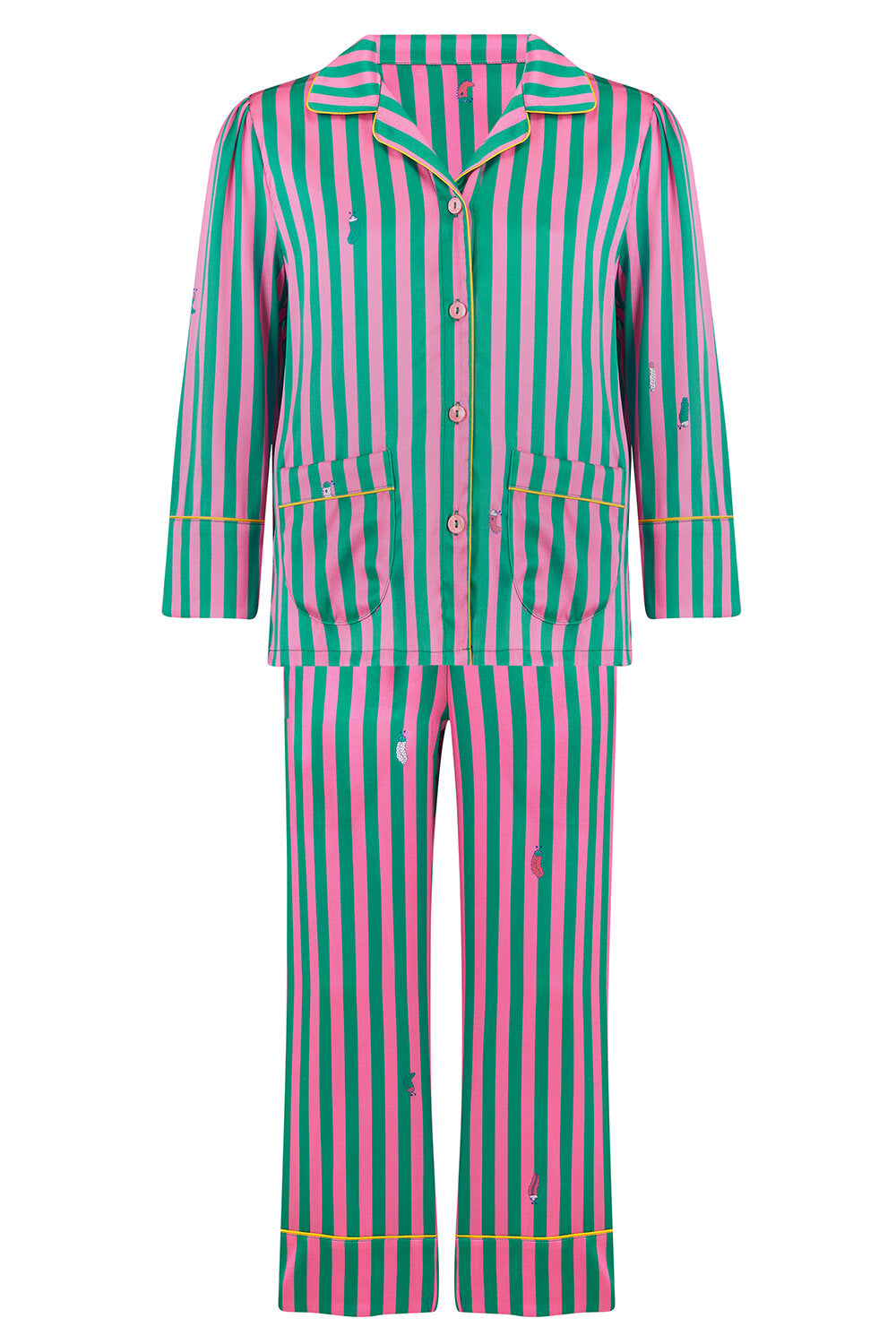 Flamingo Stripe Girls Silk Pyjama Set