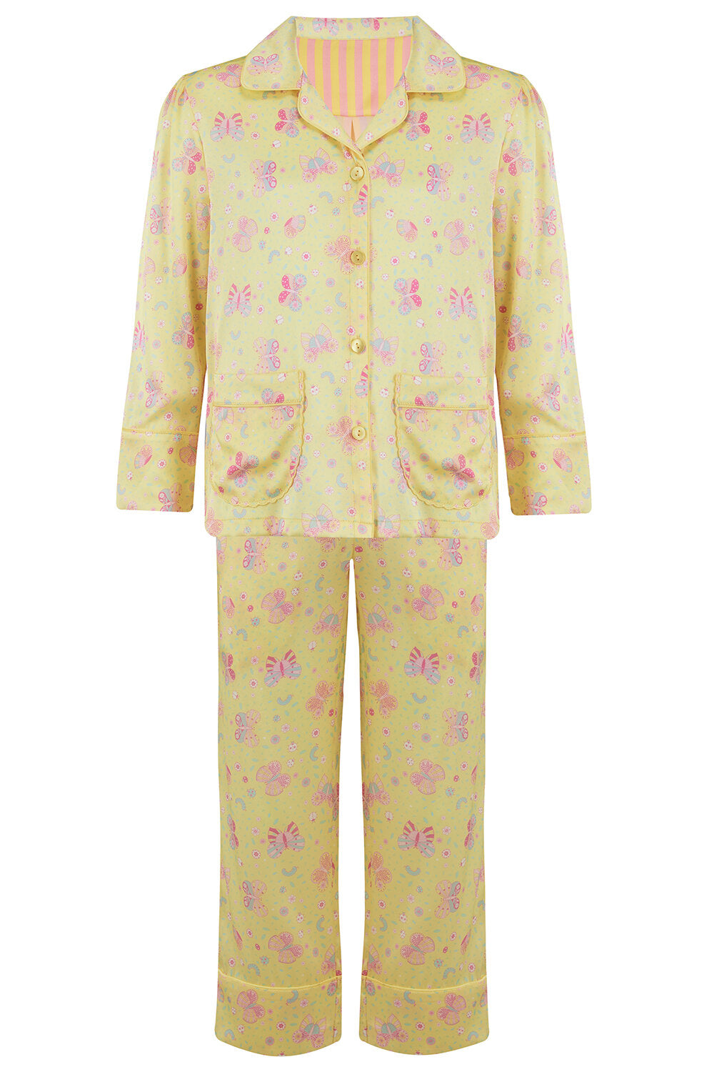Lemonade Butterfly Silk Pyjama Set for Girls