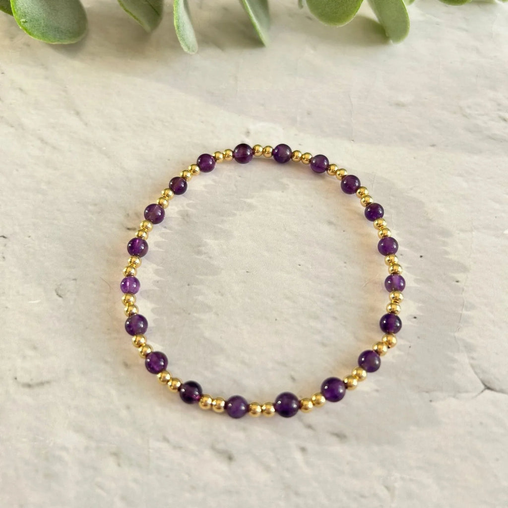 Amethyst Gemstone Bracelet in Sterling Silver or Gold Filled